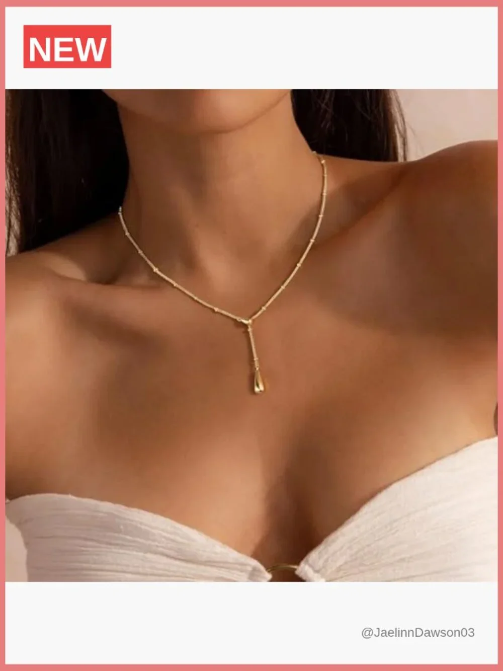 Dainty 14K Gold Plated Beaded Chain Pendant Necklace Set